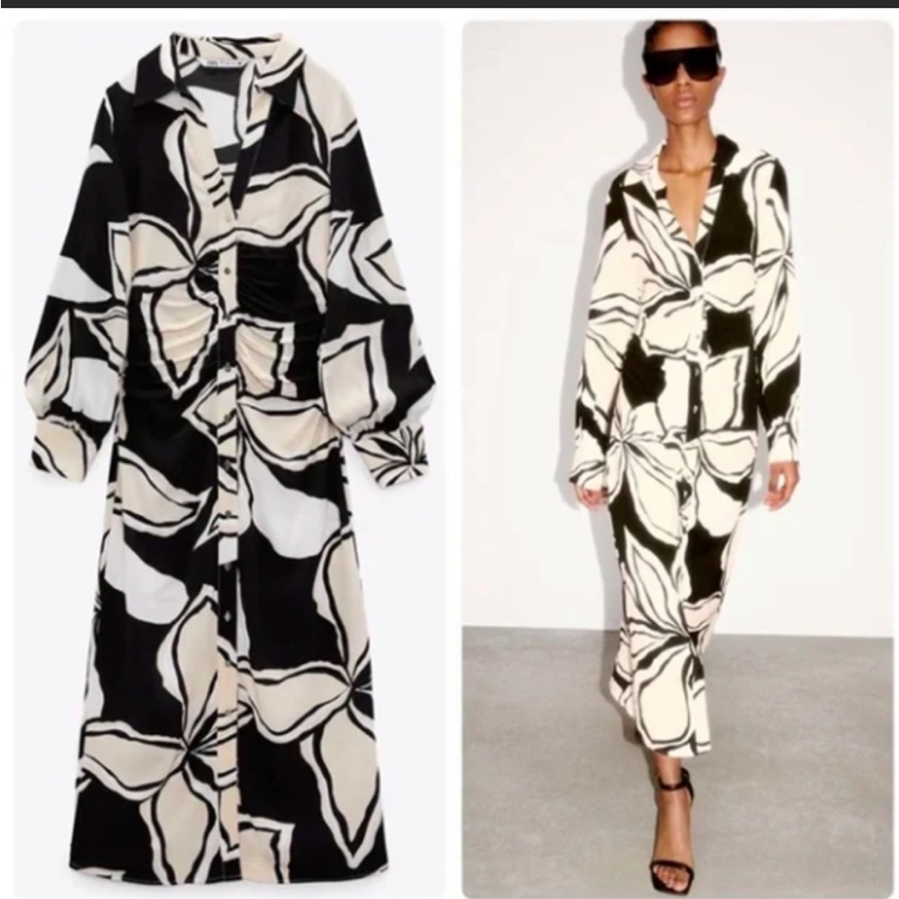 Zara black and white floral dress - Picture 3 of 10
